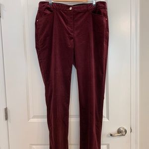 Chico’s Sz 3 (16W) NWOT Burgundy Corduroys